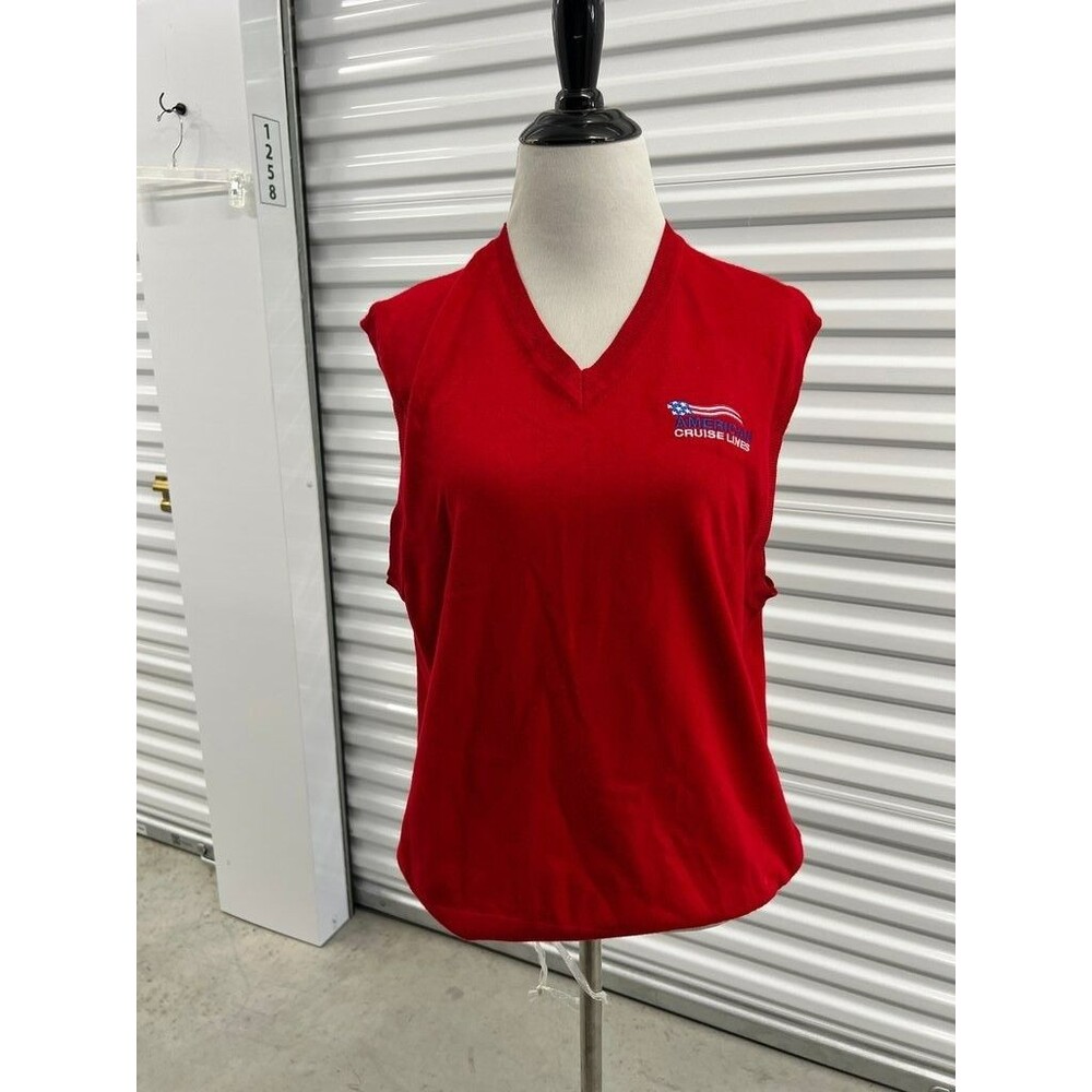 Lands' End Women's Red Sleeveless Sweater